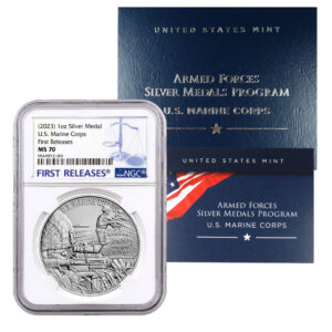 (2023) 1oz Silver US Marine Corps Medal Matte NGC MS70 First Releases