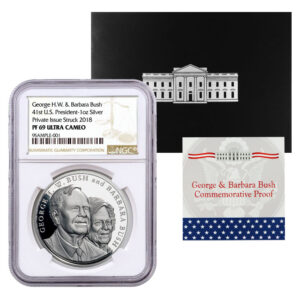1989-1993 George & Barbara Bush Commemorative NGC PF69UC 1 oz Silver Proof Medal