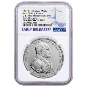 2019 United States John Quincy Adams Presidential 1 oz Silver Medal NGC Uncirculated ER